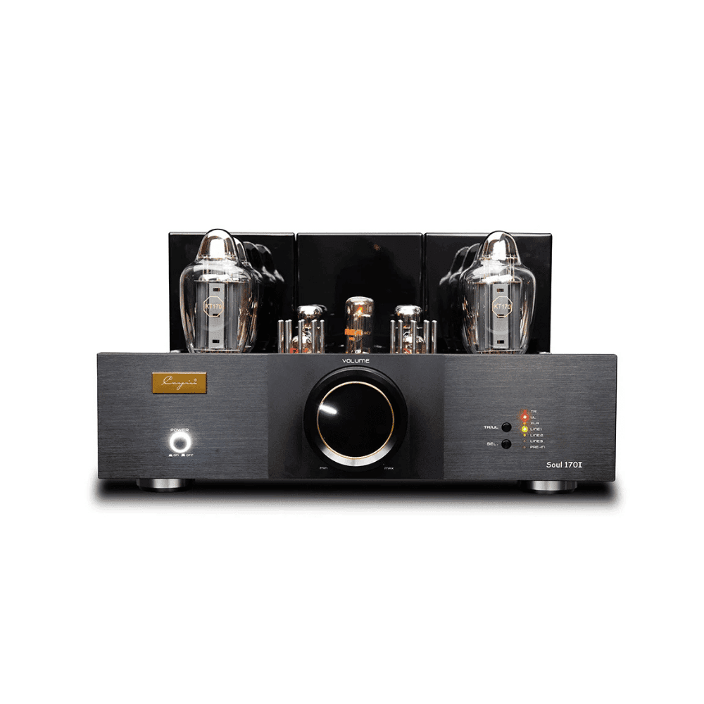 Cayin Soul 170I KT170 vacuum tube integrated amplifier with aluminium front panel, wooden side panels and exposed tubes