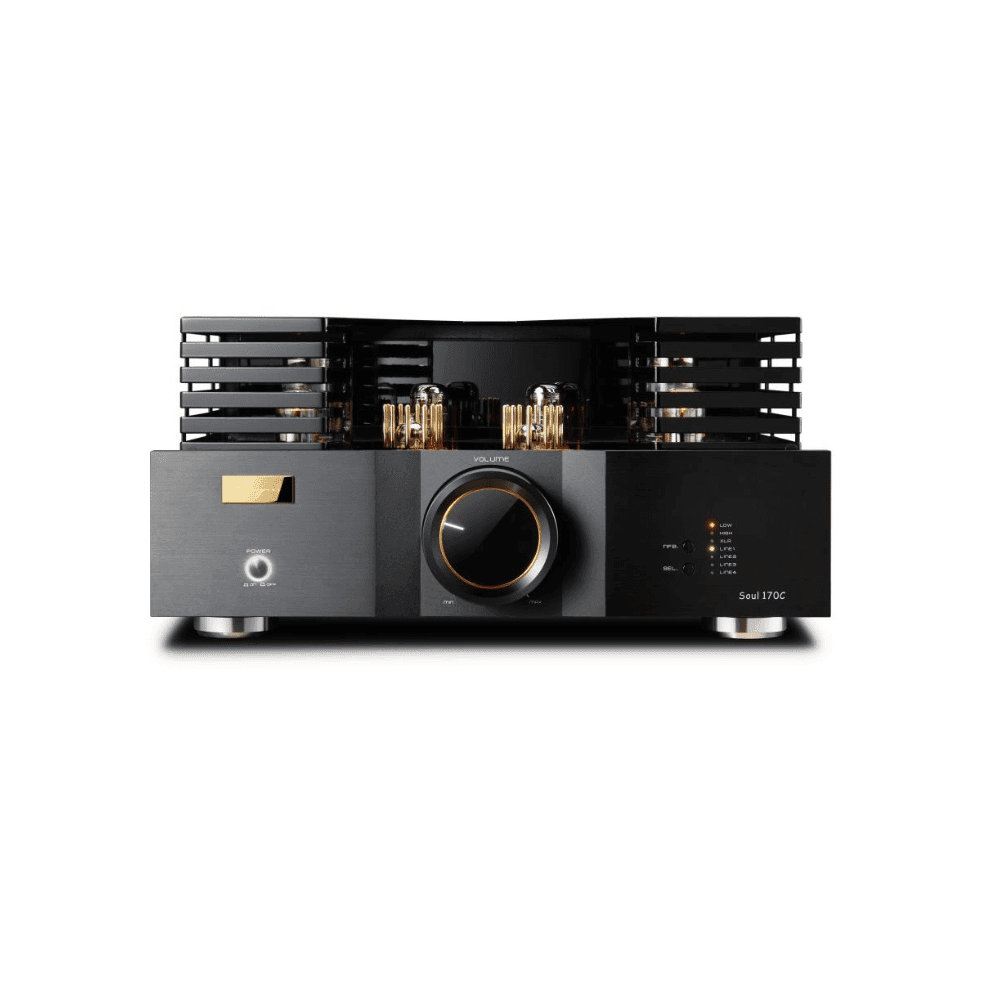 Cayin Soul 170C high-end vacuum tube stereo preamplifier with walnut side panels, analogue volume control and selectable negative feedback