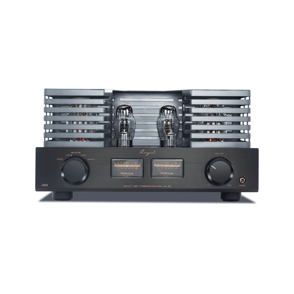 Cayin Jazz 90 KT88 vacuum tube integrated amplifier with dual analogue meters and exposed output tubes