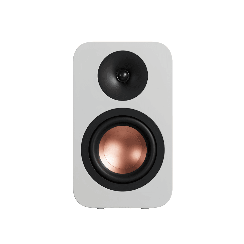 Fosi Audio SP601 passive bookshelf speakers with orange HybridCone woofers