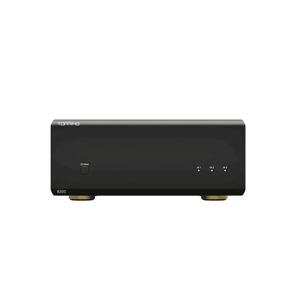 Topping B200 discrete mono power amplifier front view in black