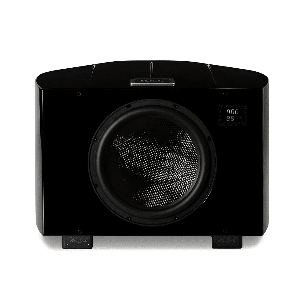 REL No.32 Reference subwoofer in Piano Black lacquer with 15-inch carbon-fibre driver